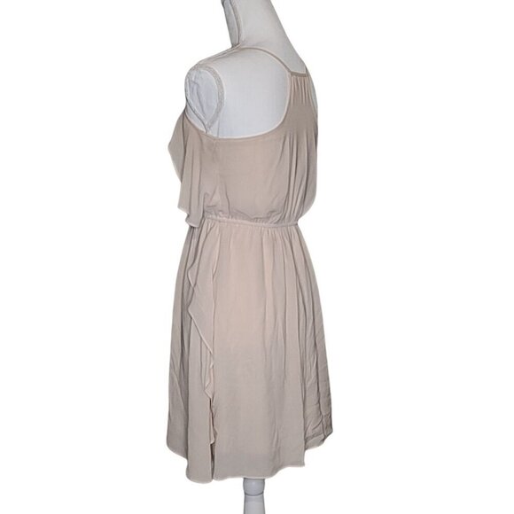 Beautiful Flirty Beige Summer Dress Women's Knee Length Fun - Picture 7 of 10